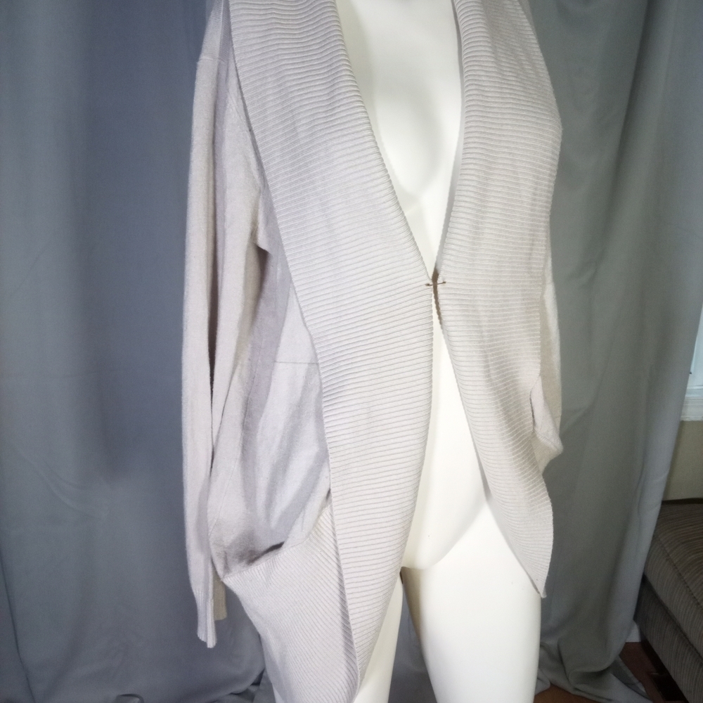 Cream Knit Cape with Flowing Open Front